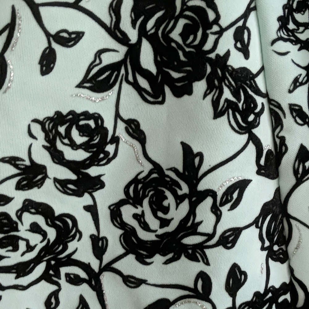 Knit Works Teal and Black Floral Dress N32 - Picture 3 of 7